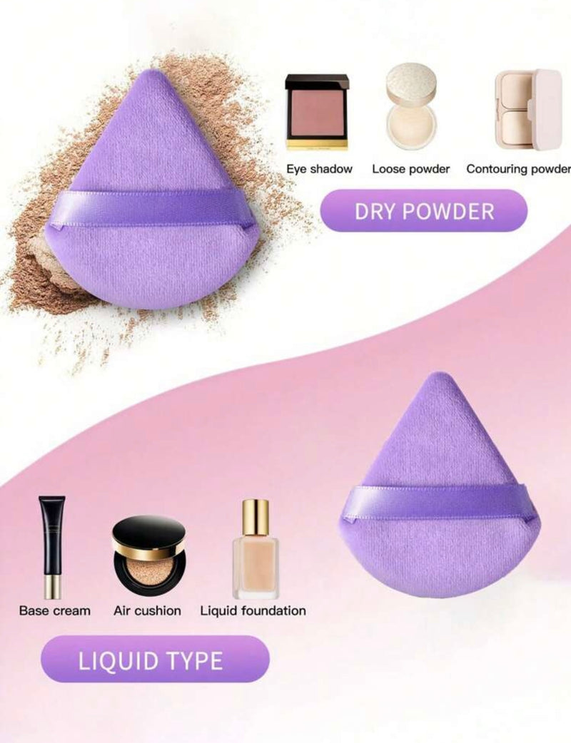 2pcs triangular velvet makeup powder puff - pack of 2